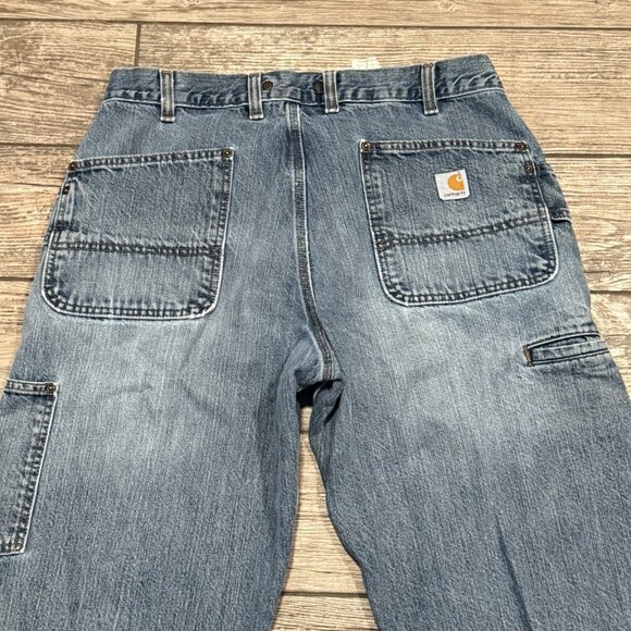 Vintage Carhartt Denim Jeans Men's 36x28 Dungarees Fit B233 LVN Distressed Faded - Picture 7 of 11